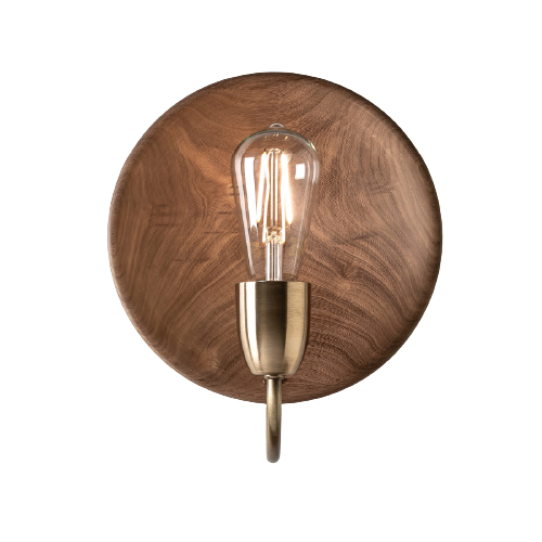 Aplique de 1 luz E27 con plato de madera 22cm de diám hierro de bronce viejo